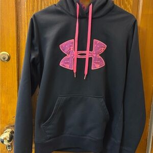 Under Armour Black Hoodie with Vibrant Pink/ Purple Logo
